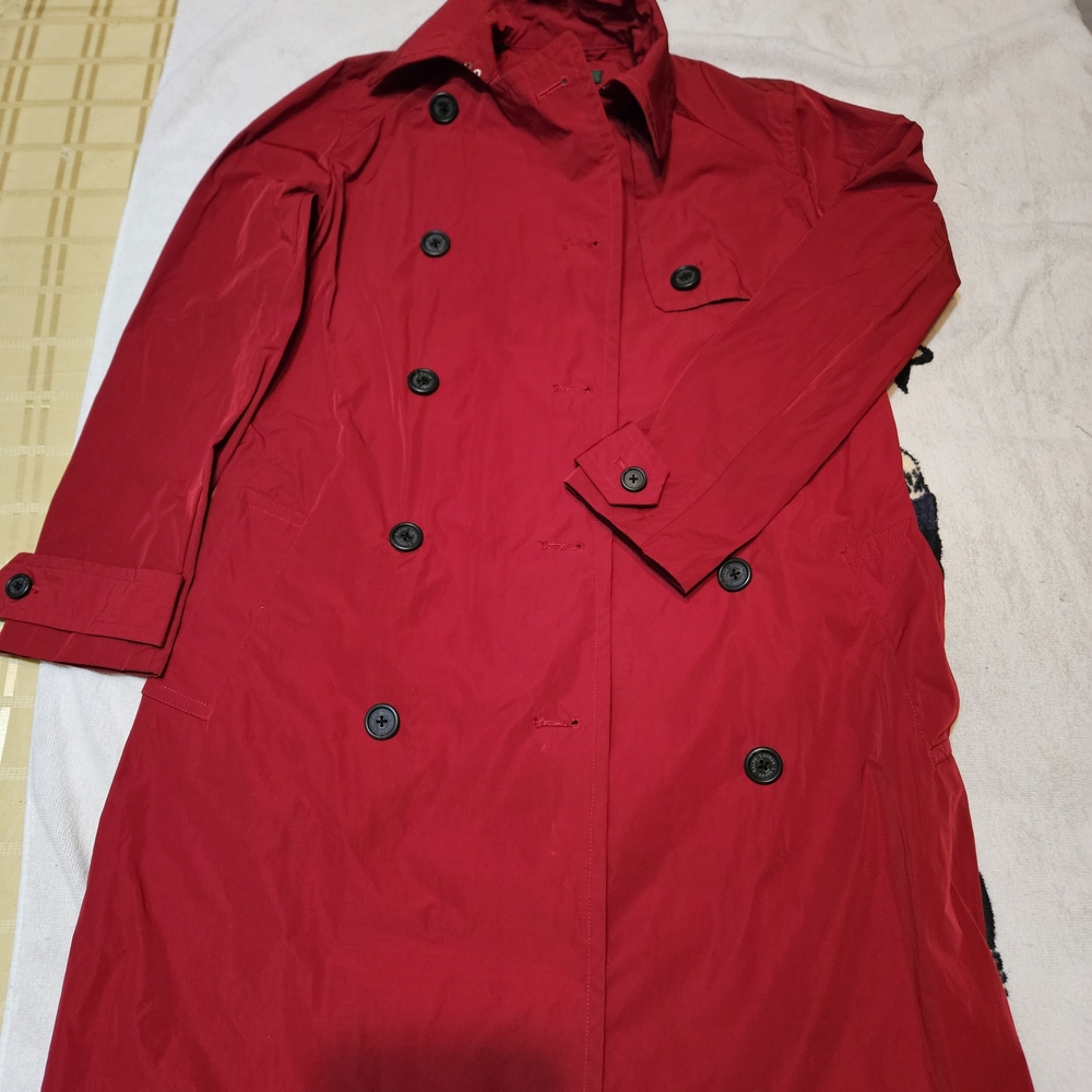 Red Double-Breasted Trench Coat